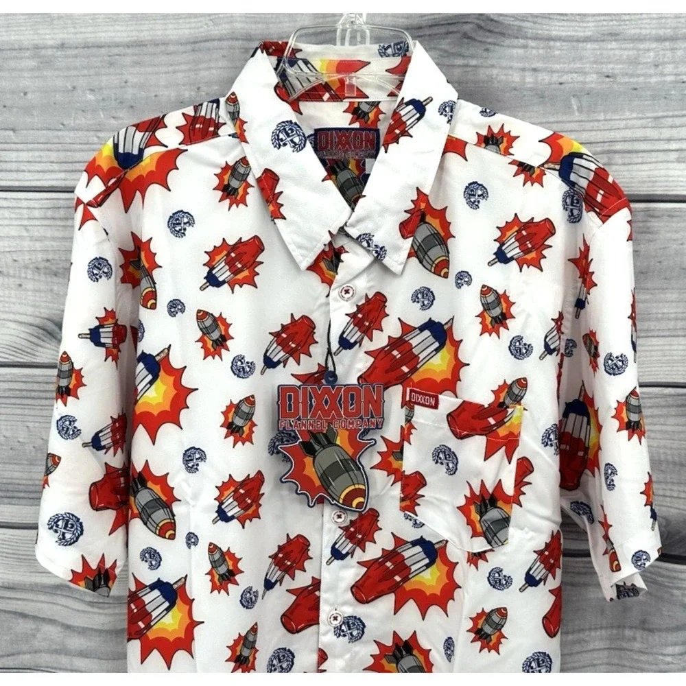 DIXXON FLANNEL CO‎ BOMBS AWAY SHORT SLEEVE BUTTON FRONT PARTY SHIRT Men's 4XL